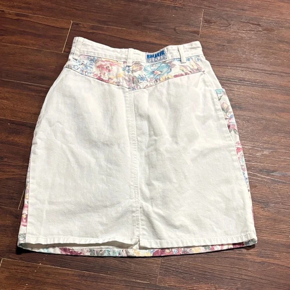 Breaker Jeans 80s/90s Floral Print Jean Skirt - Picture 7 of 7